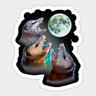 Three Opposum Moon With 3 Possums And Dead Moon Costume Sticker